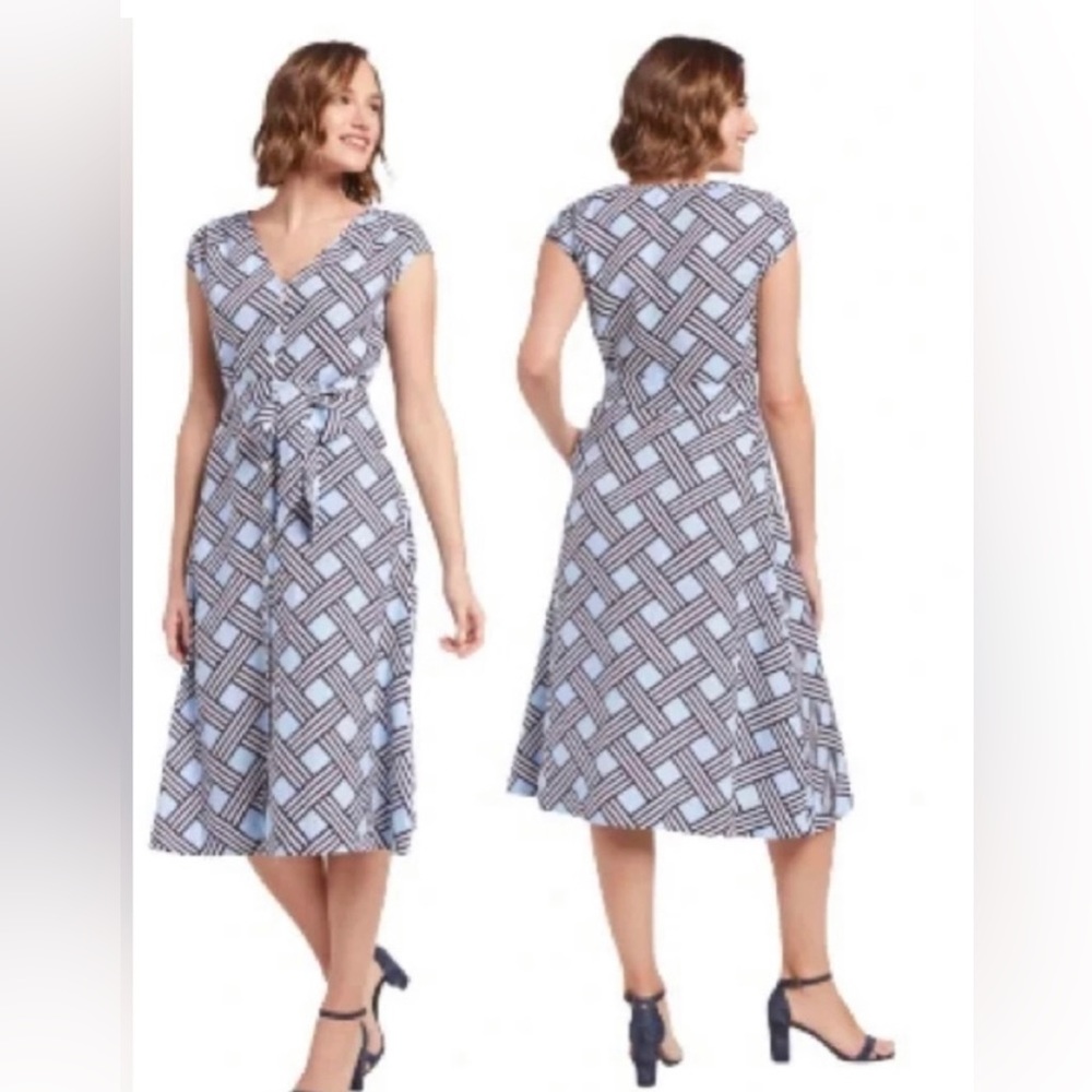 Draper James Linen Lattice Button Front Midi Dress - image 2